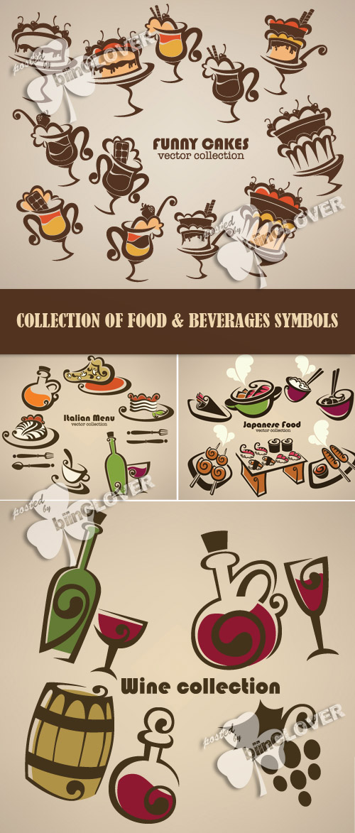 Collection of food and beverages symbols 0203
