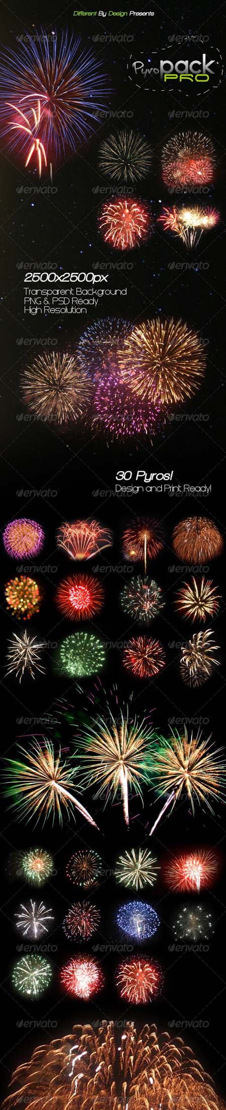 GraphicRiver DBD PyroPack PRO - 30 Transparent Firework Pyros Template