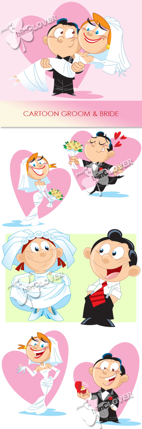 Cartoon groom and bride 0212