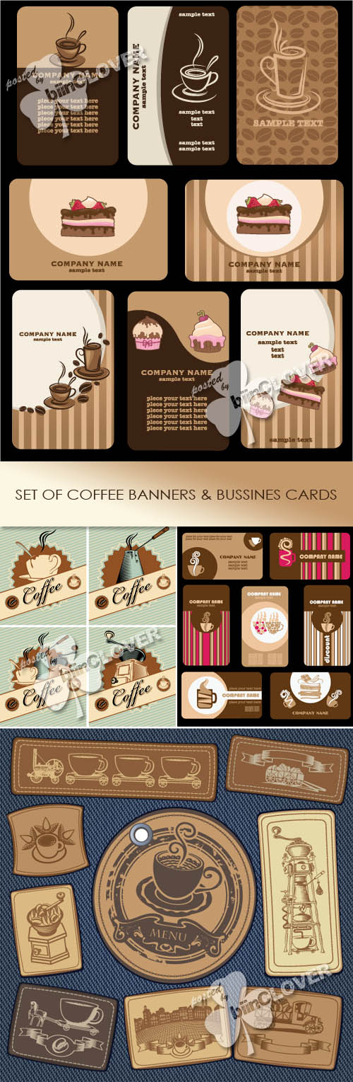 Set of coffee banners and business cards 0214