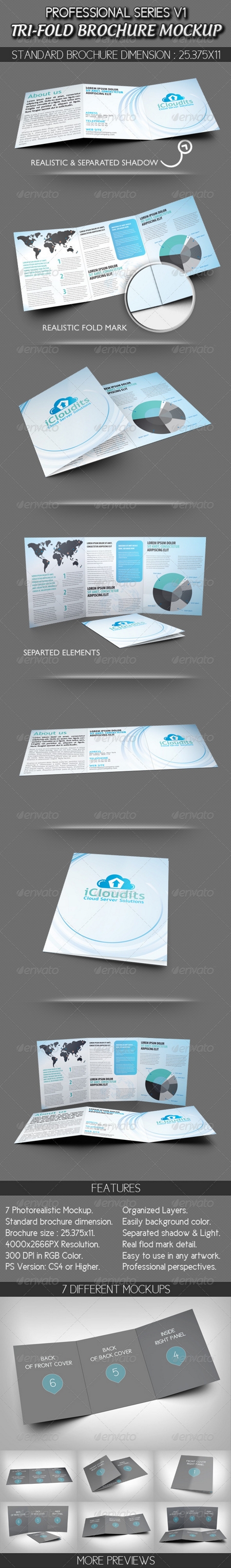 GraphicRiver Professional Tri-fold Brochure Mockup V1