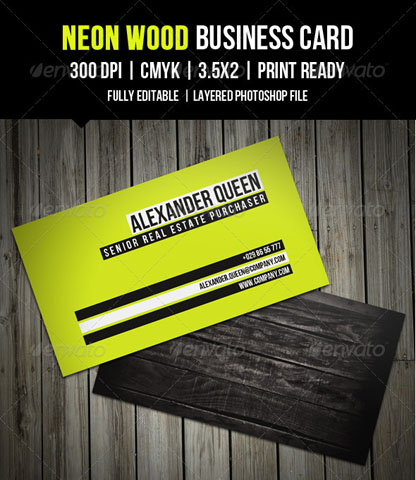 GraphicRiver Neon Wood Business Card