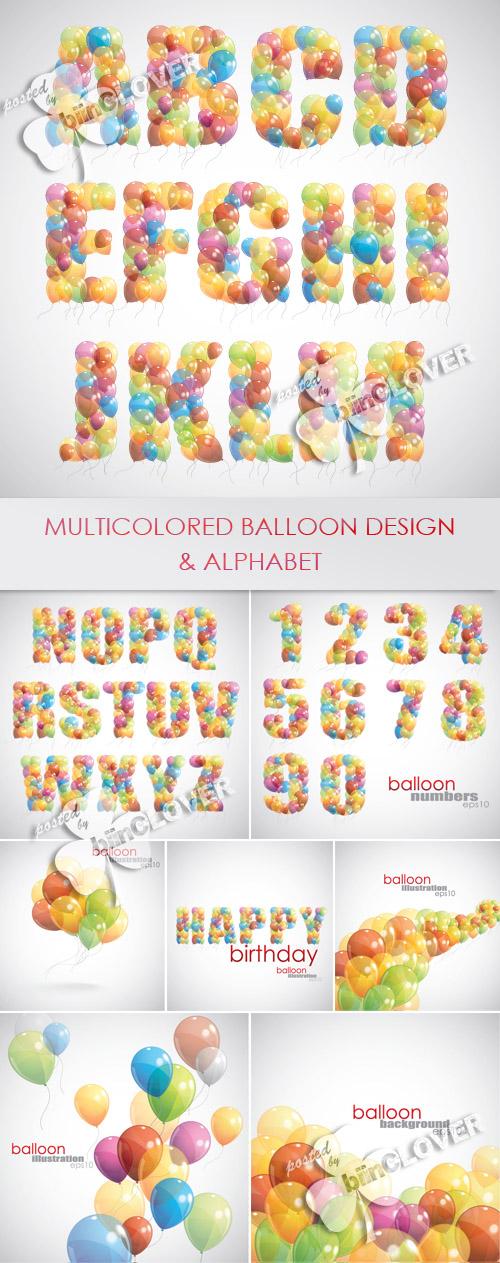 Multicolored balloon design and alphabet 0224