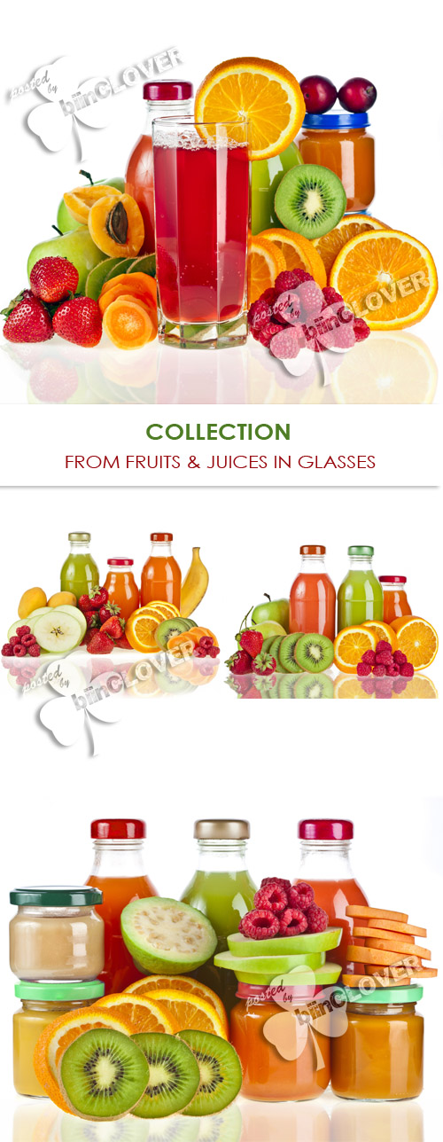 Collection from fruits and juices in glasses 0226