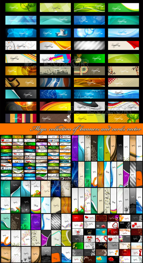 Mega collection of banners and cards vector