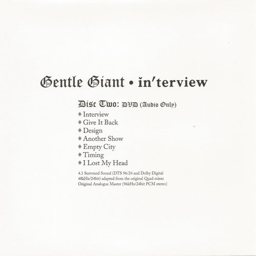 Gentle Giant - Interview 1976(2012) DVD-A