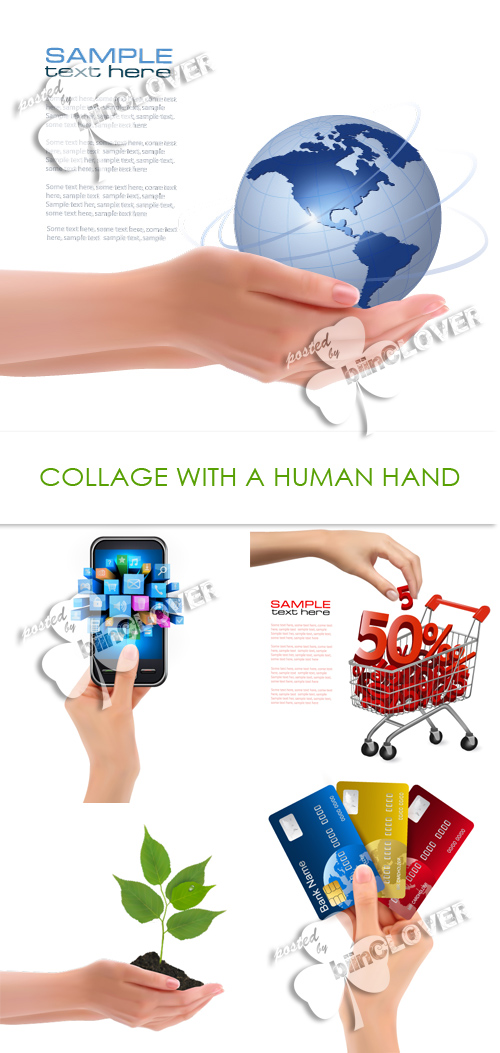 Collage with a human hand 0258