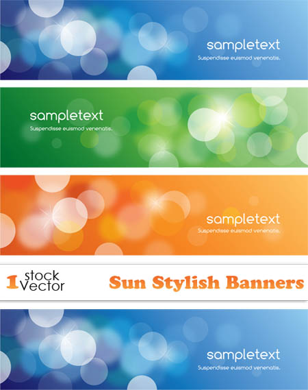 Sun Stylish Banners Vector